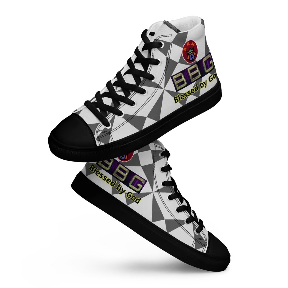 BBG Grey/White Pattern High Tops - Black Soles product image (8)