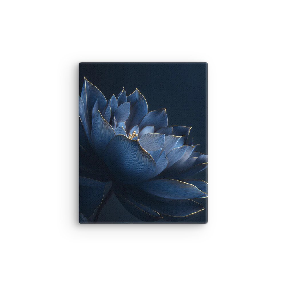 Luminous Bloom – Abstract Botanical Wall Art in Deep Blue and Gold product image (12)