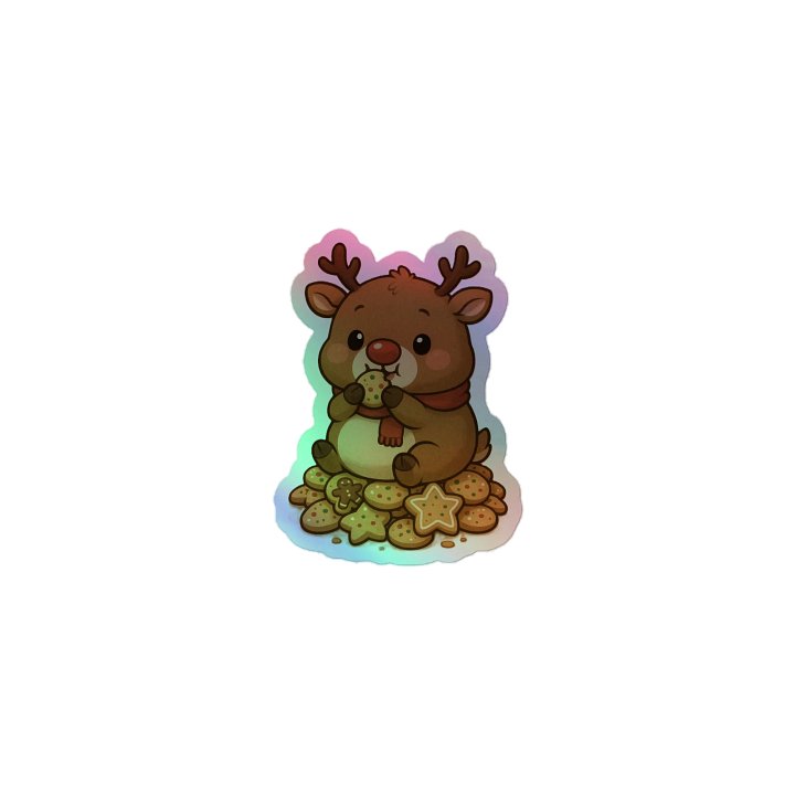 Rudolph the Cute Fat-Ass Reindeer Holographic Sticker product image (1)