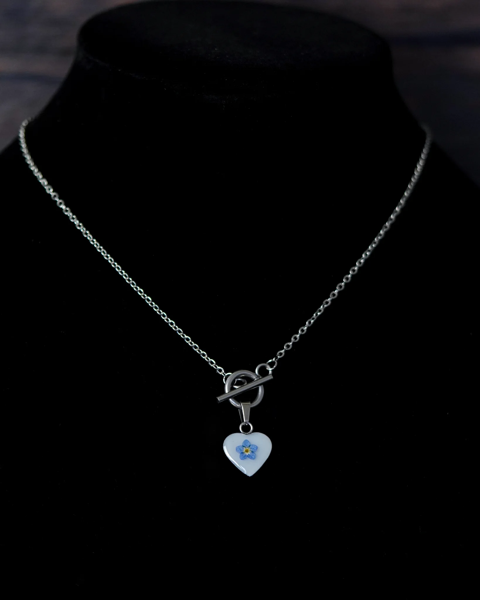 Blue Forget-Me-Not Heart Necklace product image (2)