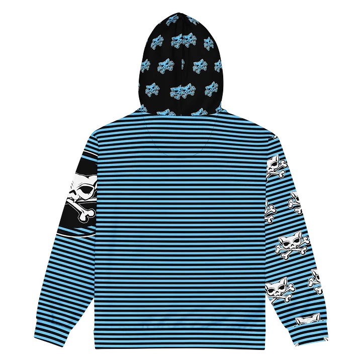 Blaque and Blue Hoodie Kat Skull Remix Stripped Hoodie product image (2)