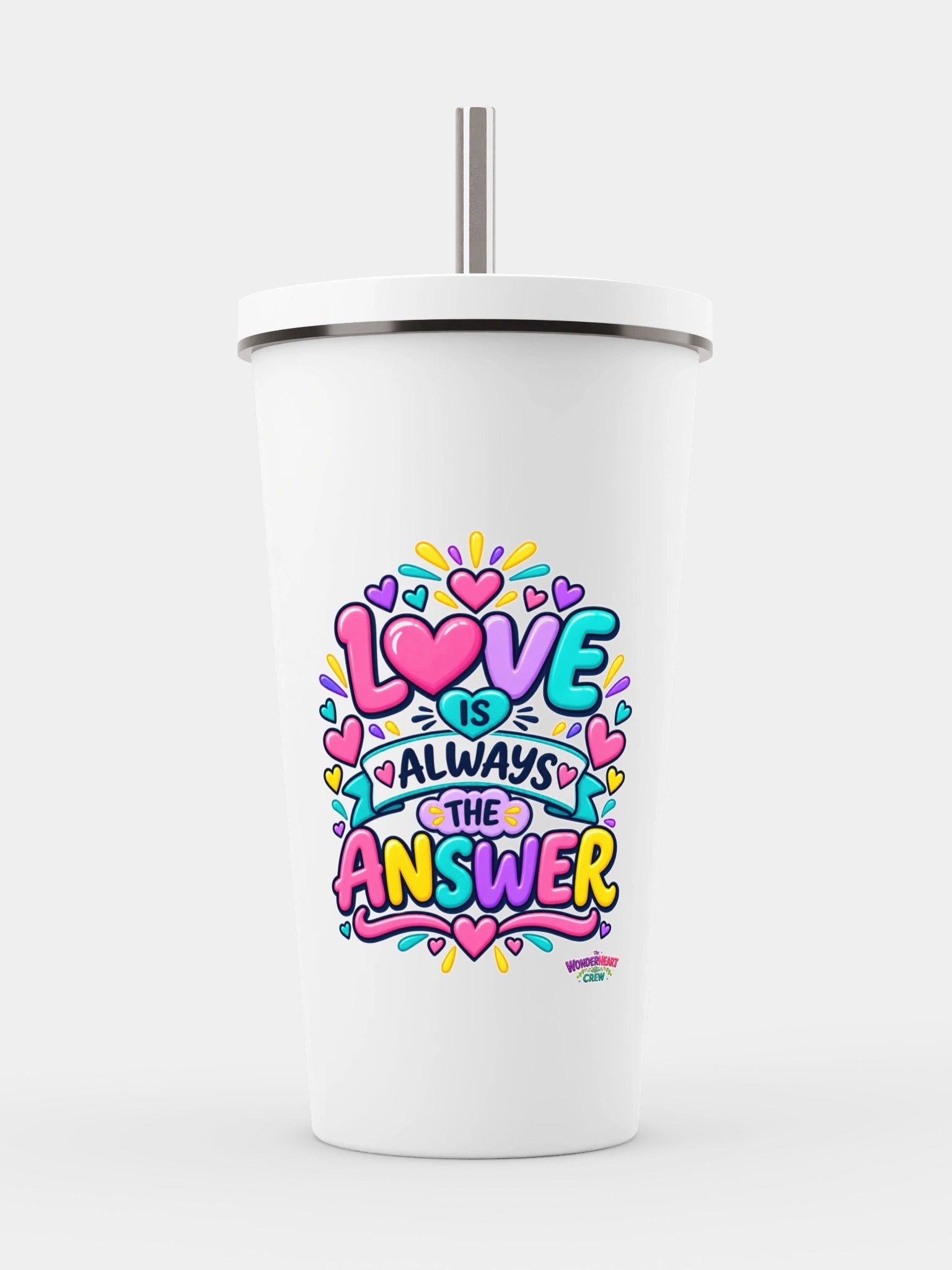 Stainless Steel Insulated Inspirational Tumbler with a Straw - Love is Always the Answer product image (1)
