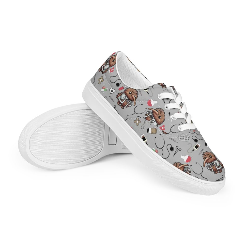 Cute Medical Kiwi Lace-up Canvas Shoes (Grey) product image (7)