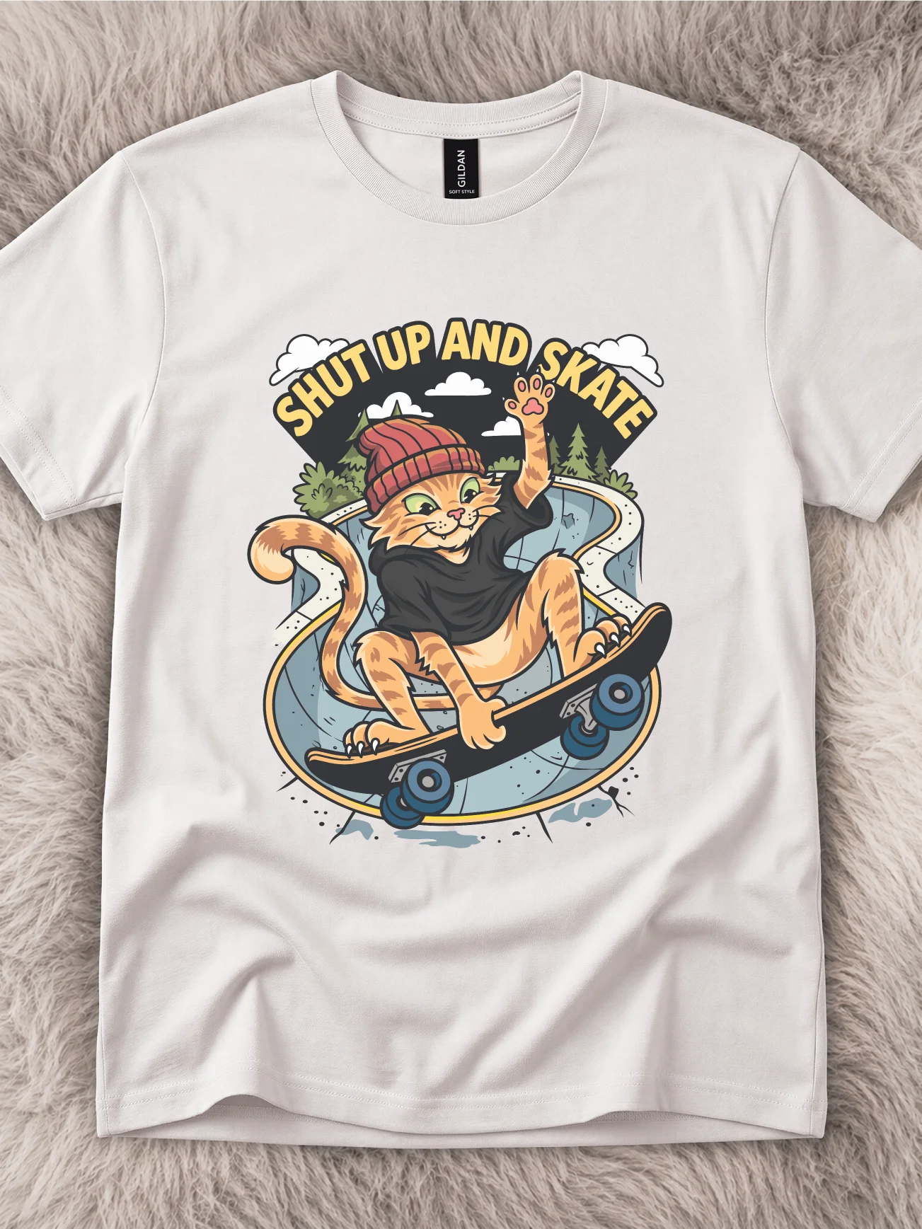 Shut Up and Skate Orange Cat Shirt product image (1)
