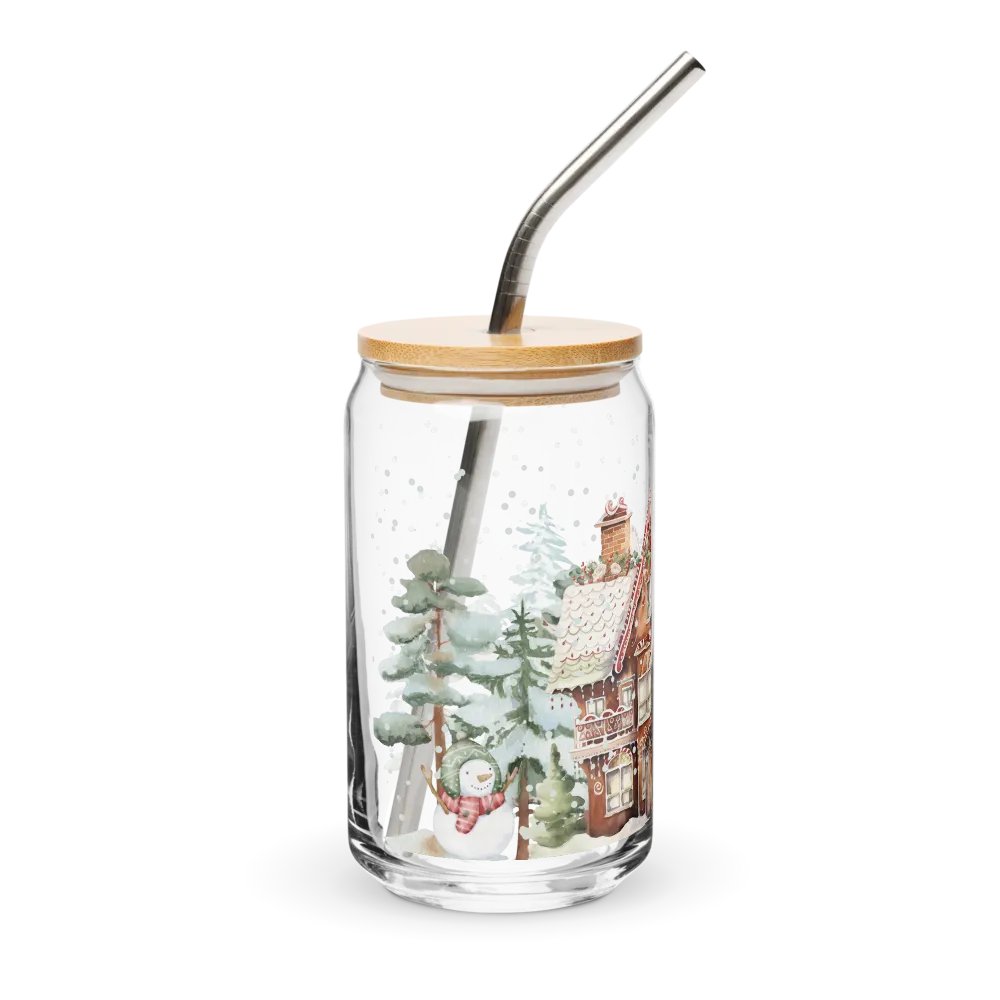 Winter Wonderland Gingerbread House Can-Shaped Glass product image (4)