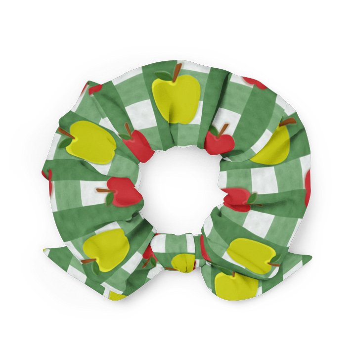 Apple Gingham Pattern-Green Background Scrunchie product image (2)