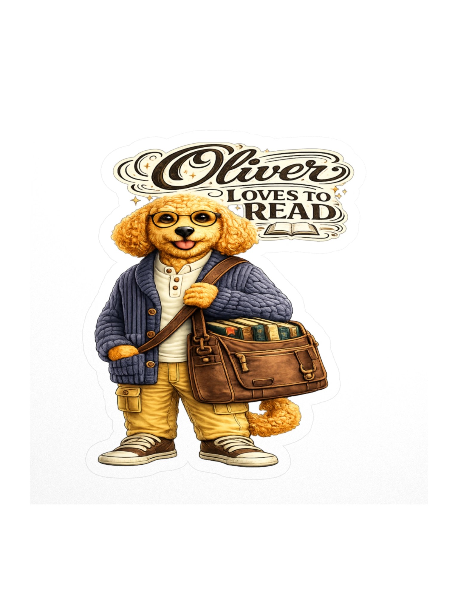 Oliver Loves to Read Kiss Cut Sticker product image (1)
