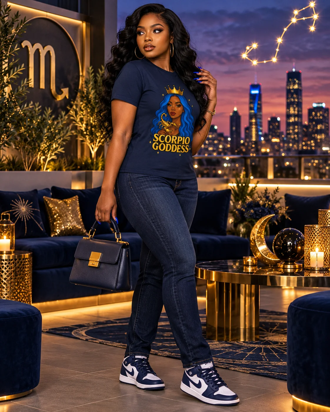 Scorpio Goddess Blue Hair Graphic Tee | Scorpio Zodiac T-Shirt | Astrology Birthday Gift product image (2)