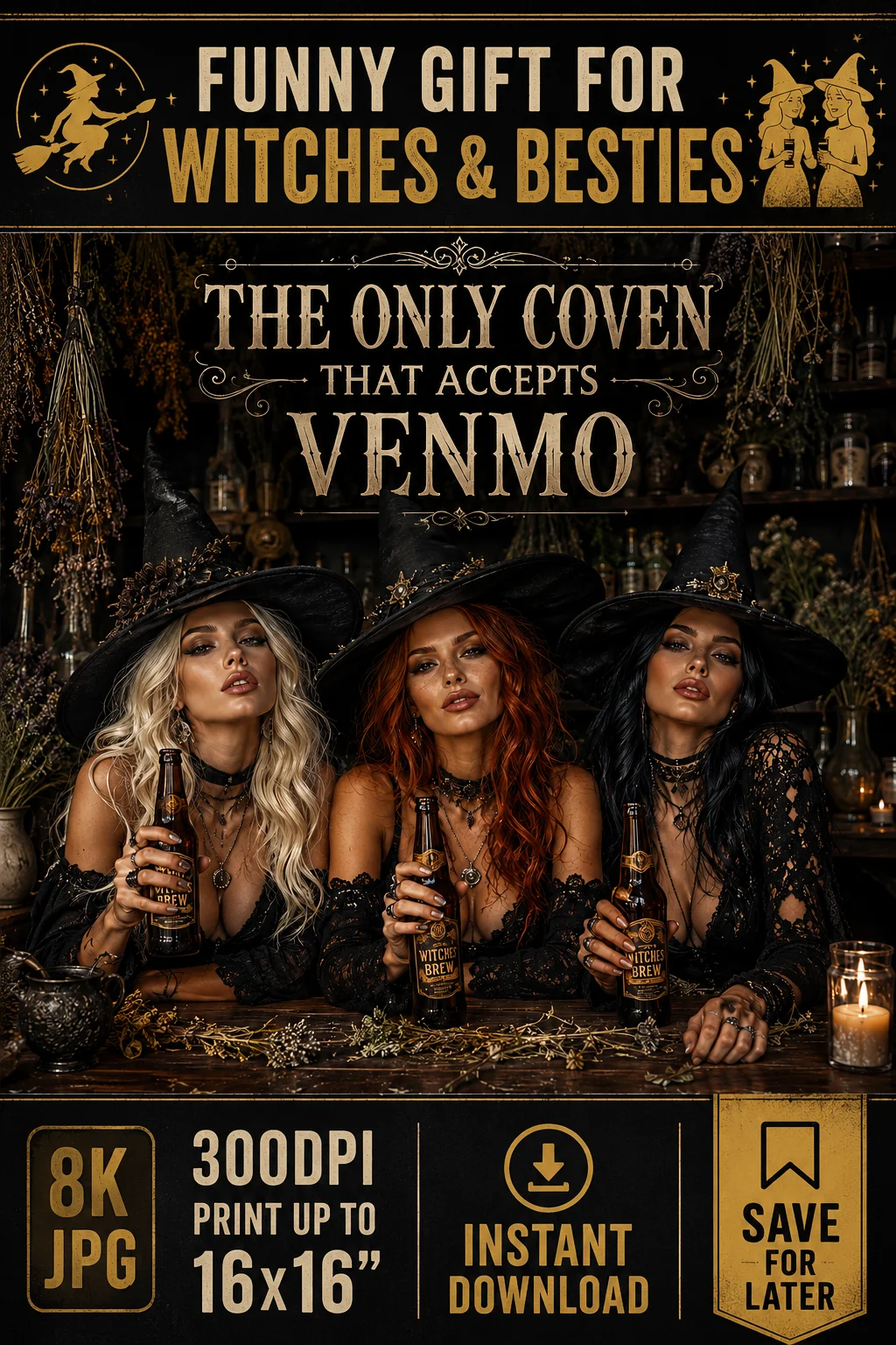 Funny Witch Gift The Only Coven That Accepts Venmo Dark Academia Wall Art 8K JPG product image (1)