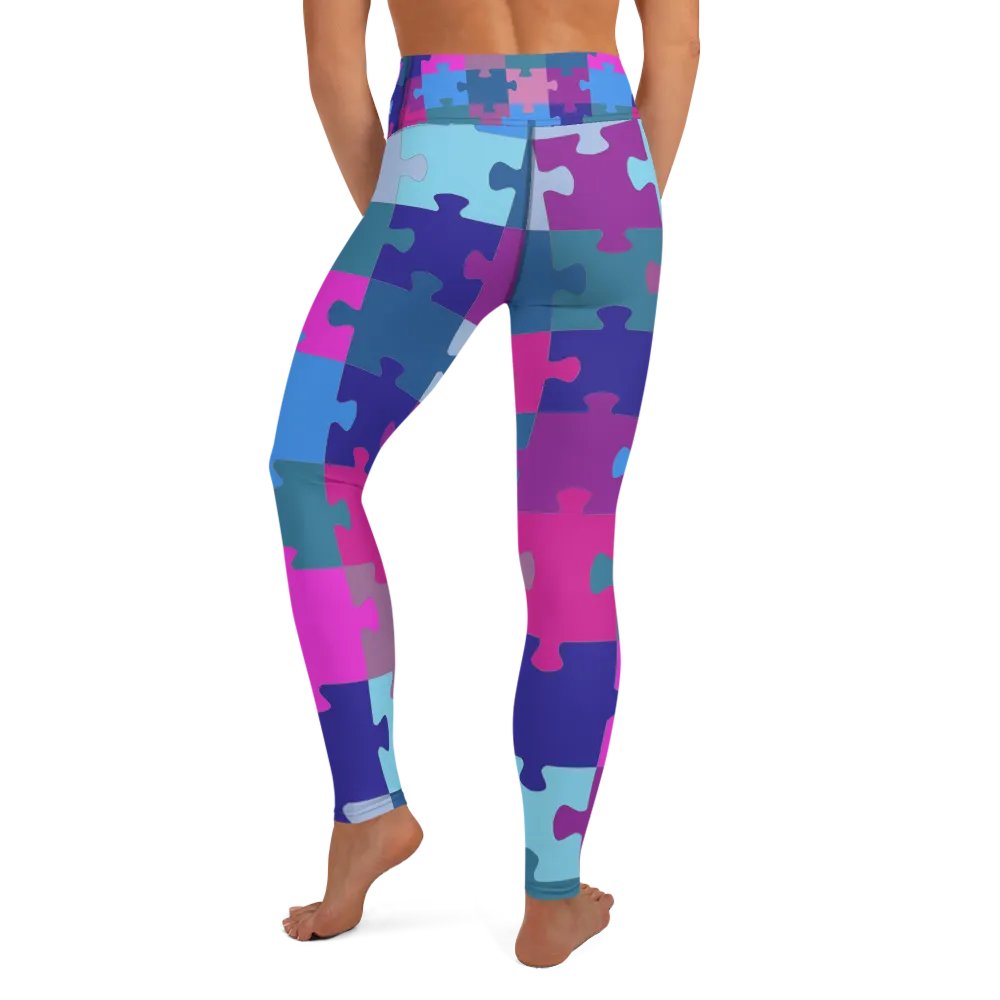 Multi-Colored Geometric Puzzle Pattern Yoga Leggings product image (6)