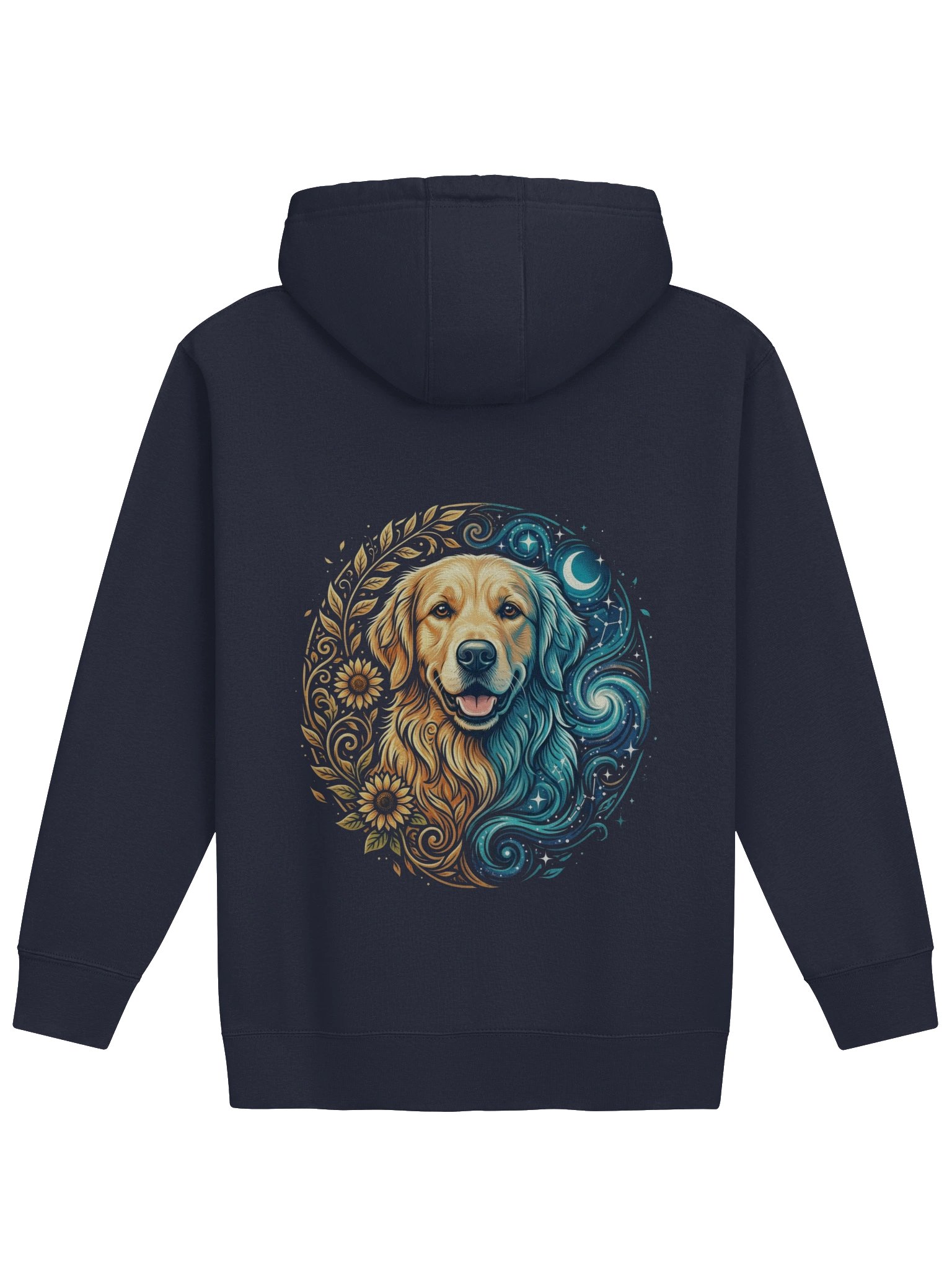Golden Retriever Celestial Mandala Hoodie – Mystic Moon & Sunflower Dog Art Unisex Sweatshirt, Boho Pet Lover Gift product image (1)