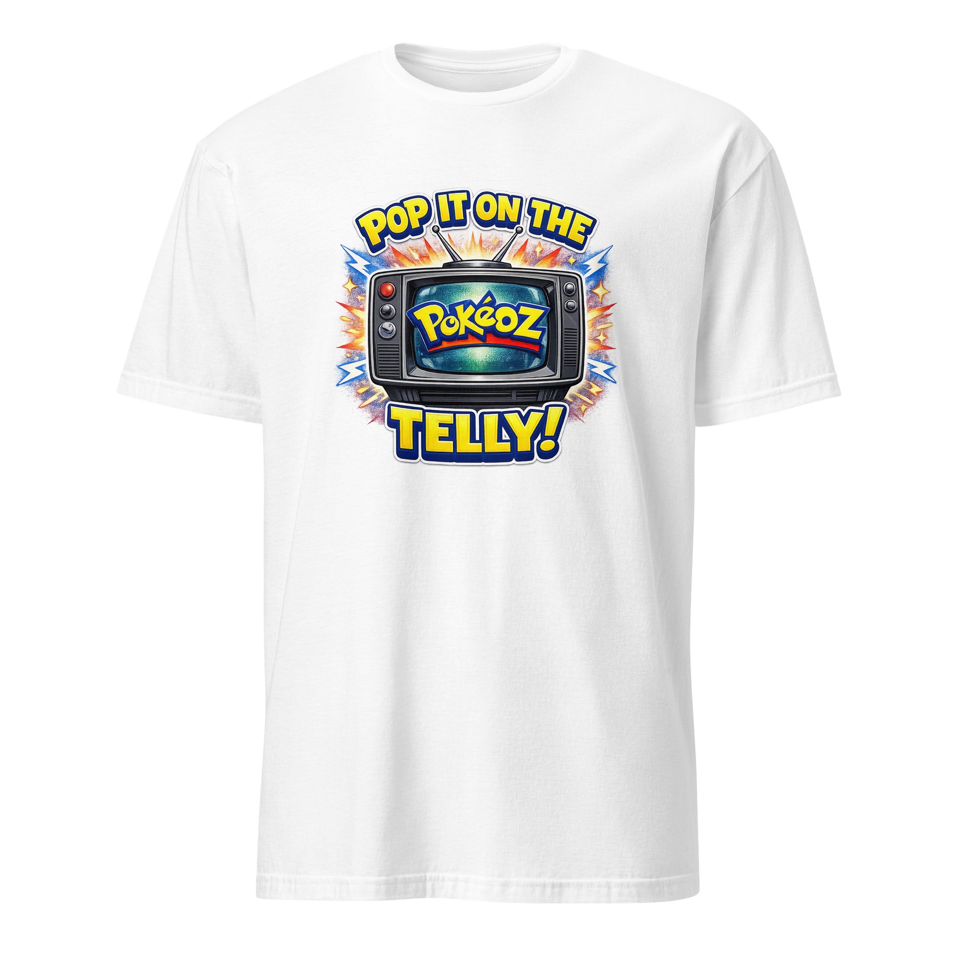 Pop it on the telly basic white tee product image (1)