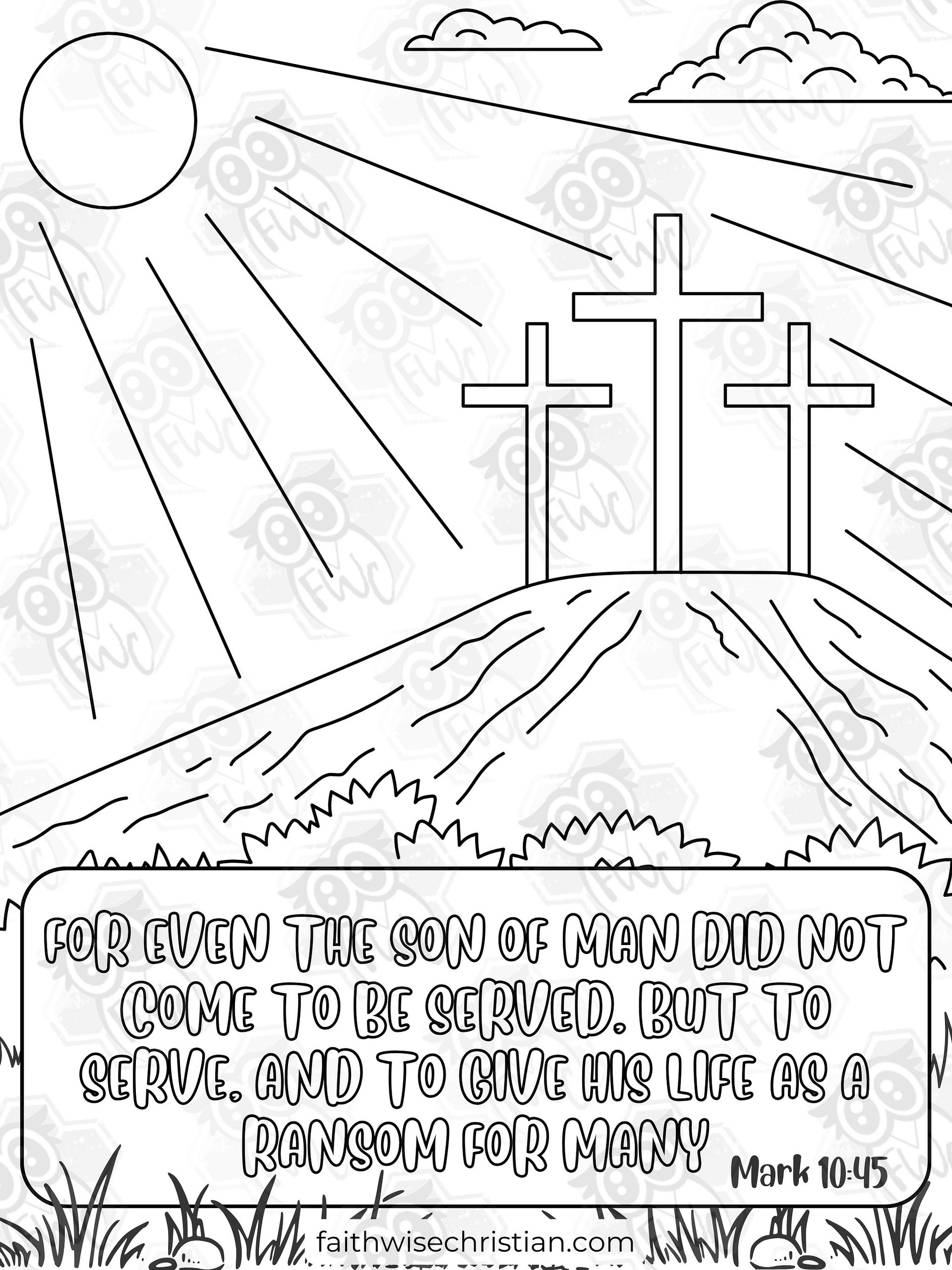 Mark 10:45 Printable Coloring Page Newsletter Exclusive Freebie product image (2)