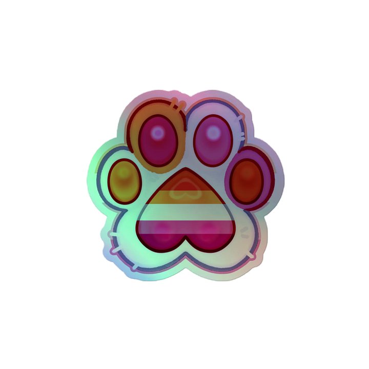 Lesbian Pride Paw Print Holographic Kiss Cut Sticker product image (2)