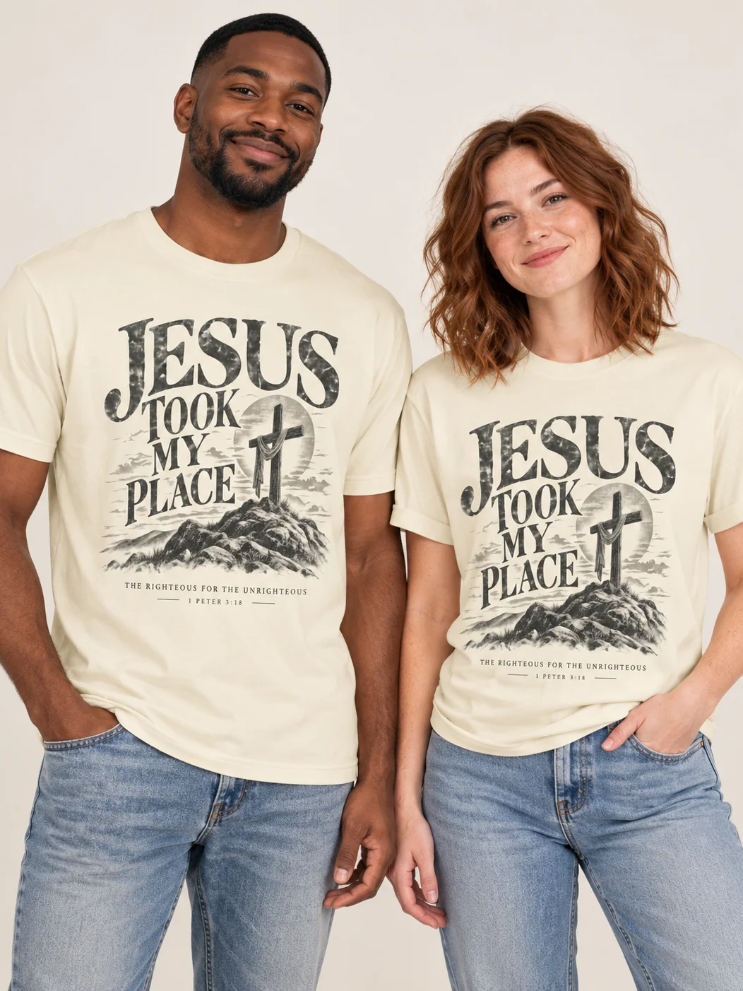 Jesus Took My Place Unisex Premium T-Shirt – 1 Peter 3:18 Christian Tee product image (113)
