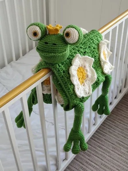 Crochet Frog Baby Blanket Pattern - 3in1 Folding Pram Toy PDF Pattern - Crafting Happiness product image (1)
