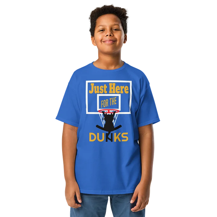 Basketball Cat (Just Here for the DUNKS) - Unisex Youth Heavyweight T-shirt product image (4)