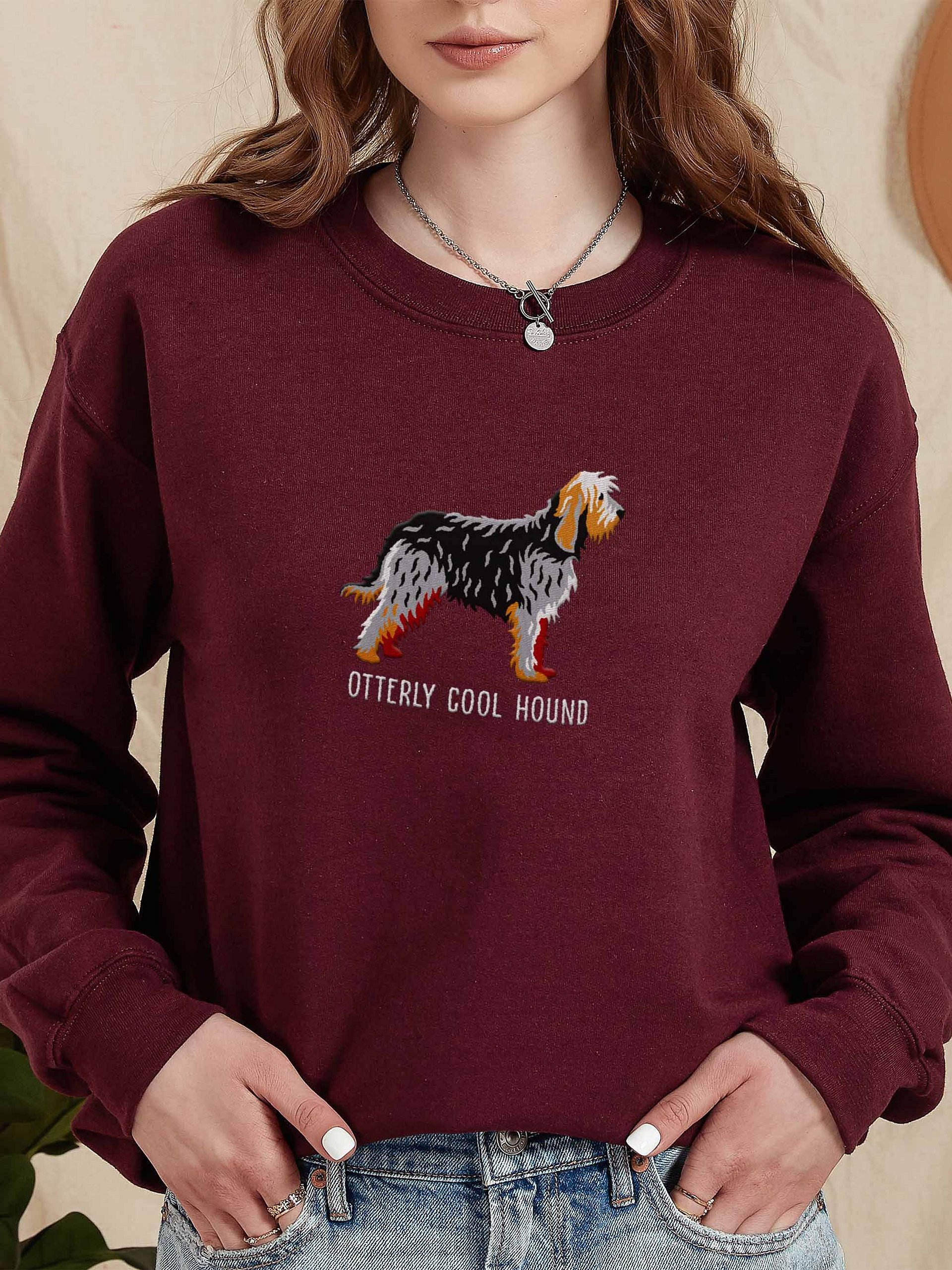 Otterly Cool Hound Sweatshirt (Embroidered) of an Otterhound(Gray) product image (2)