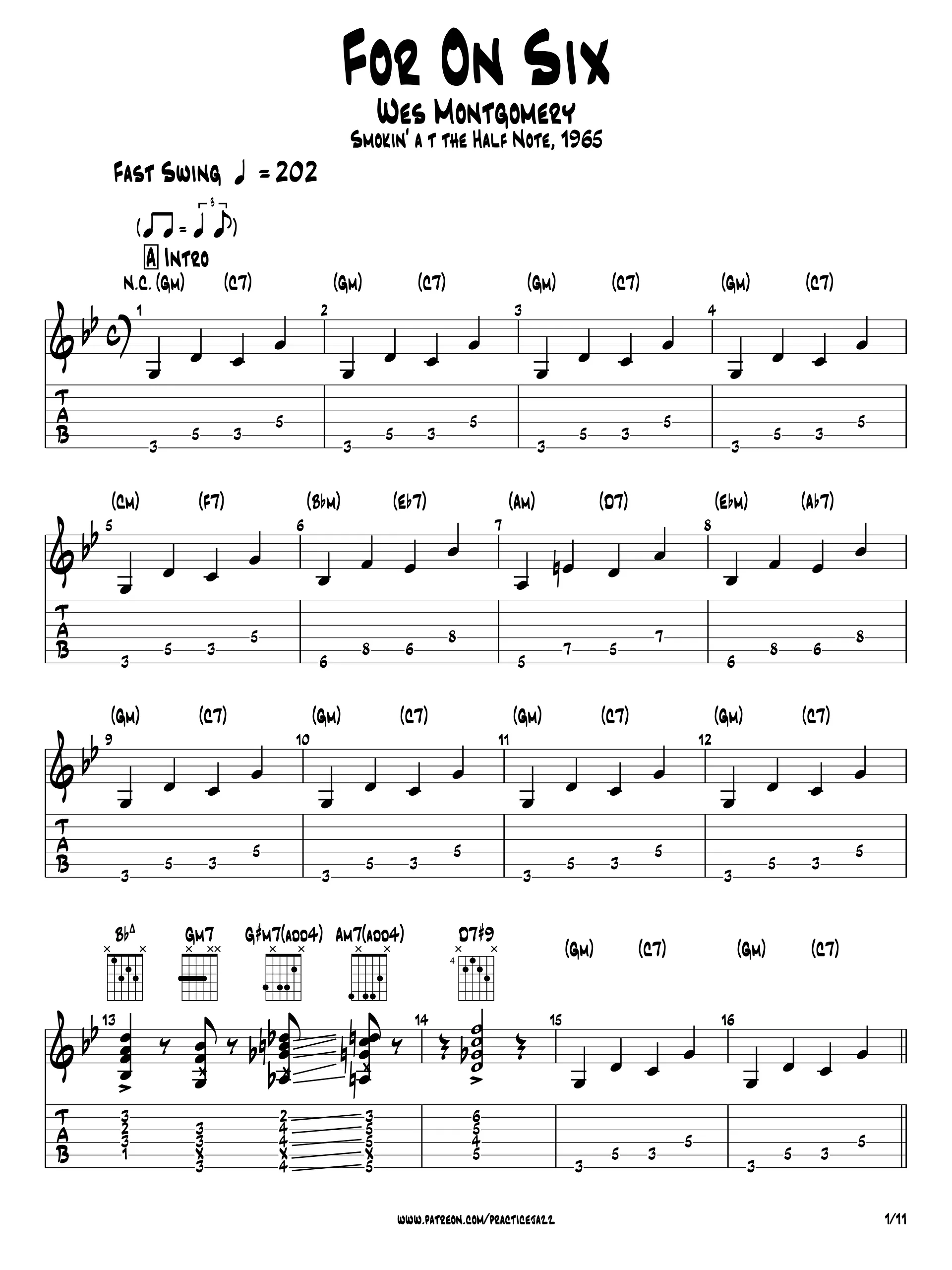 Wes Montgomery – Four On Six (1965) Guitar Transcription PDF + TAB + Guitar Pro product image (2)