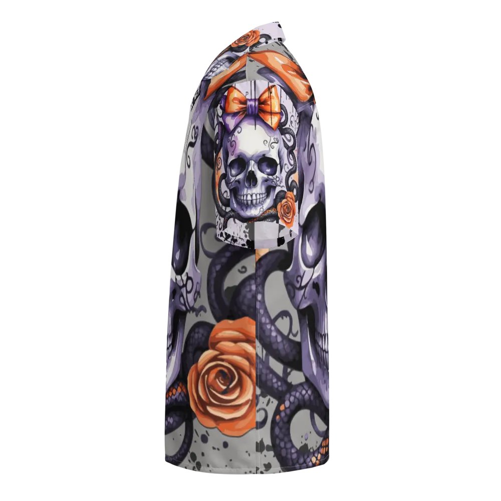 Coquette Style Autumn Skull & Snake Button-Up Shirt product image (5)