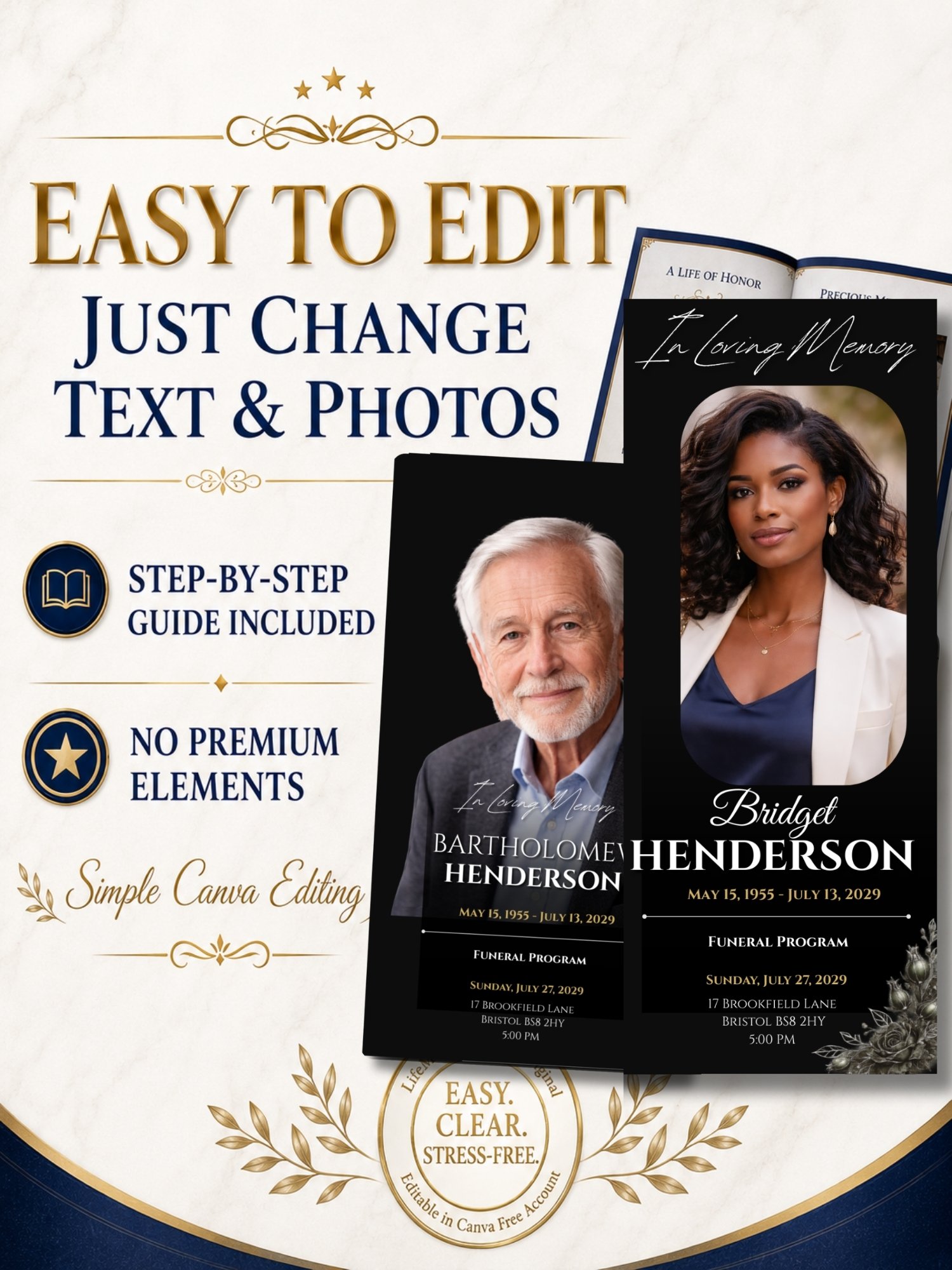Celebration of Life Obituary Template for Woman – 8 Page Canva Funeral Program product image (7)