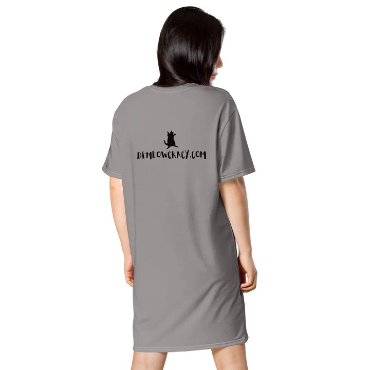 Dancing Demeowcracy Feline Grey T-Shirt Dress product image (2)