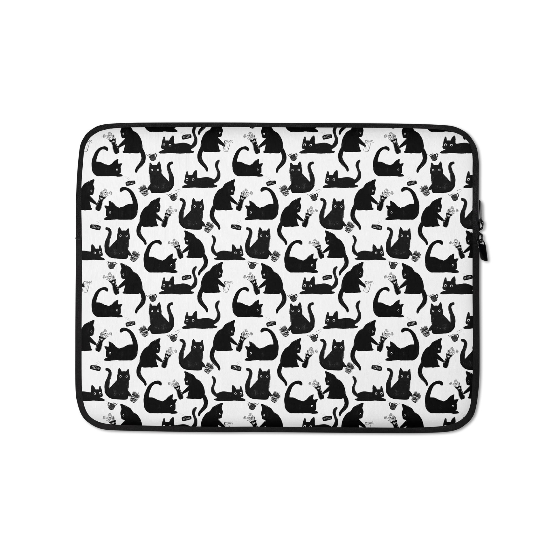 Bad Cats Knocking Stuff Over Patterned Laptop Sleeve product image (1)