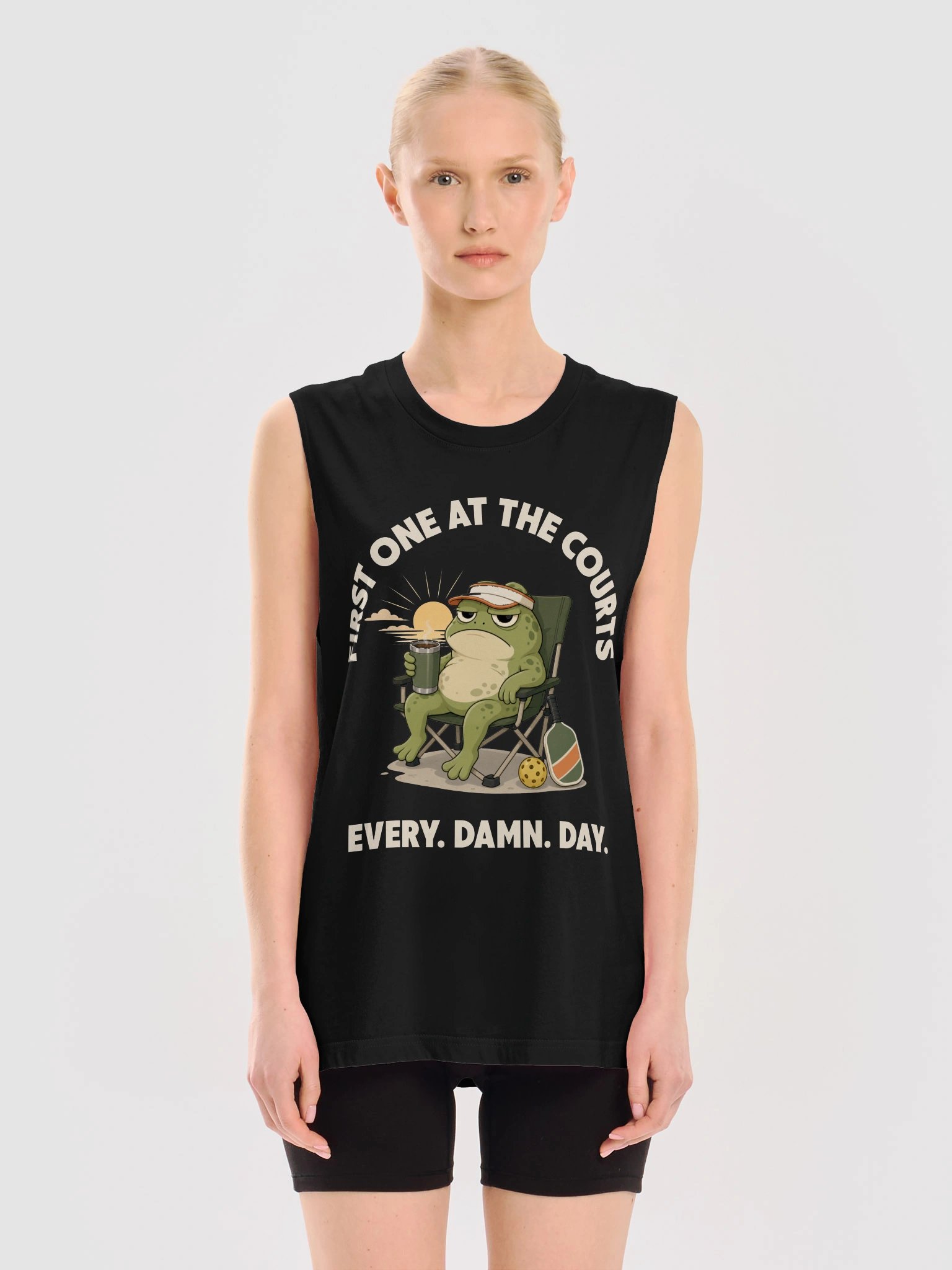 First One at the Courts Pickleball Tank Top Gift for Players product image (1)