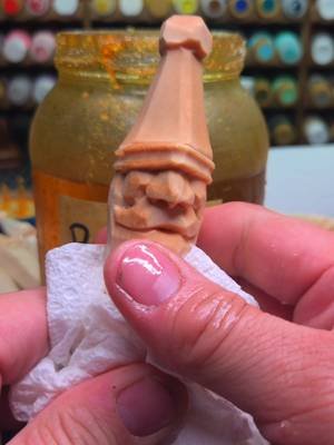 Oiling up hand carved Christmas ornaments before I start painting them. (after they cure) this process is so satisfying to me, I wanted to share!  😀 #woodcarving #whittling #woodart #craft #christmasornaments 
