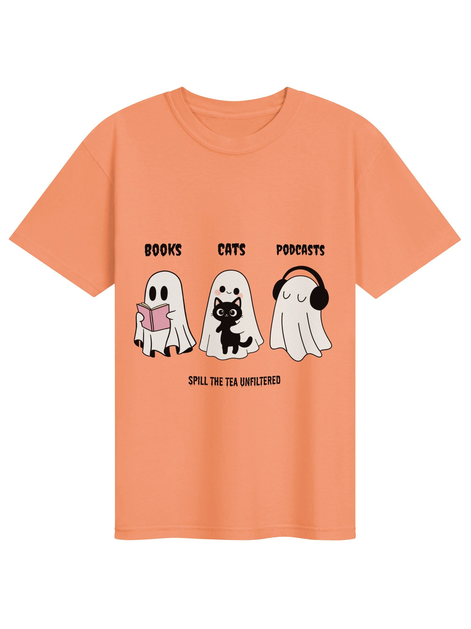 Books Cats Podcasts Halloween Tee product image (1)