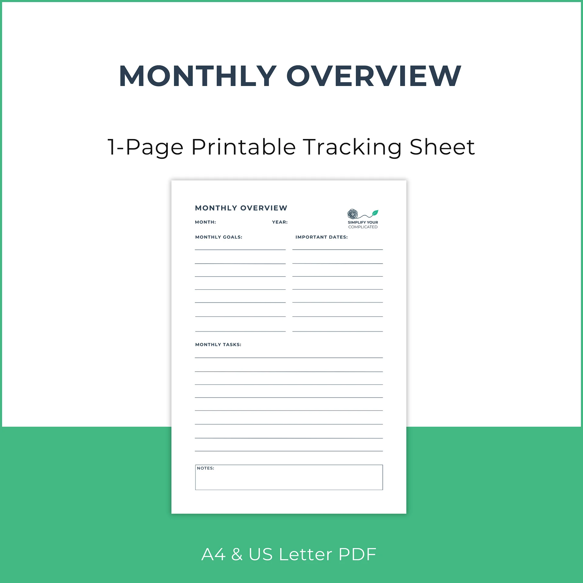 Monthly Overview Planner product image (1)