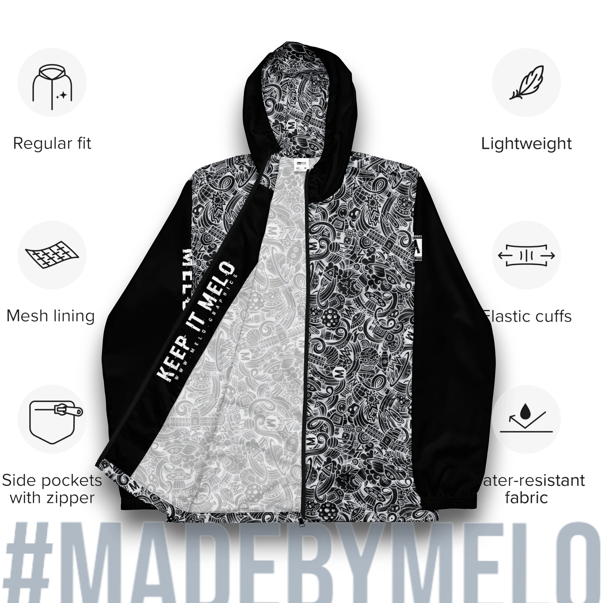 Dark Space Scribble - Ultimate Windbreaker Jacket | #MadeByMELO product image (3)