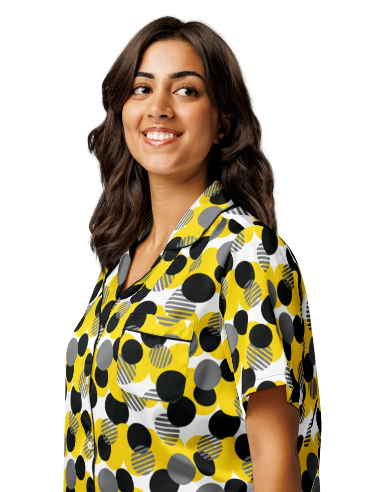 Cozy Chic Modern Geometric Polka Dot All-Over Print Women's Short Sleeve Pajama Top product image (8)
