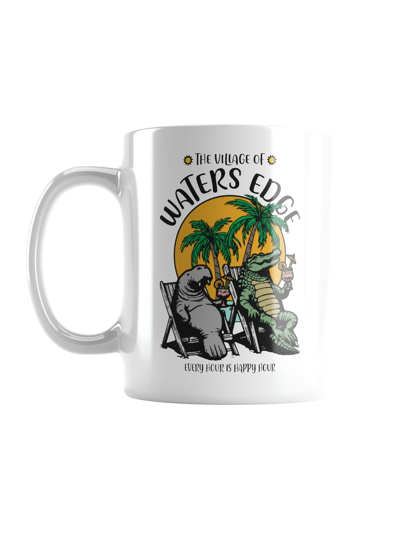 The Village of Waters Edge TV Florida USA Fun Manatee Alligator Design Coffee Mug product image (1)