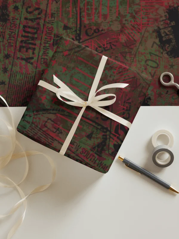 Red Green Grunge Wrapping Paper product image (5)