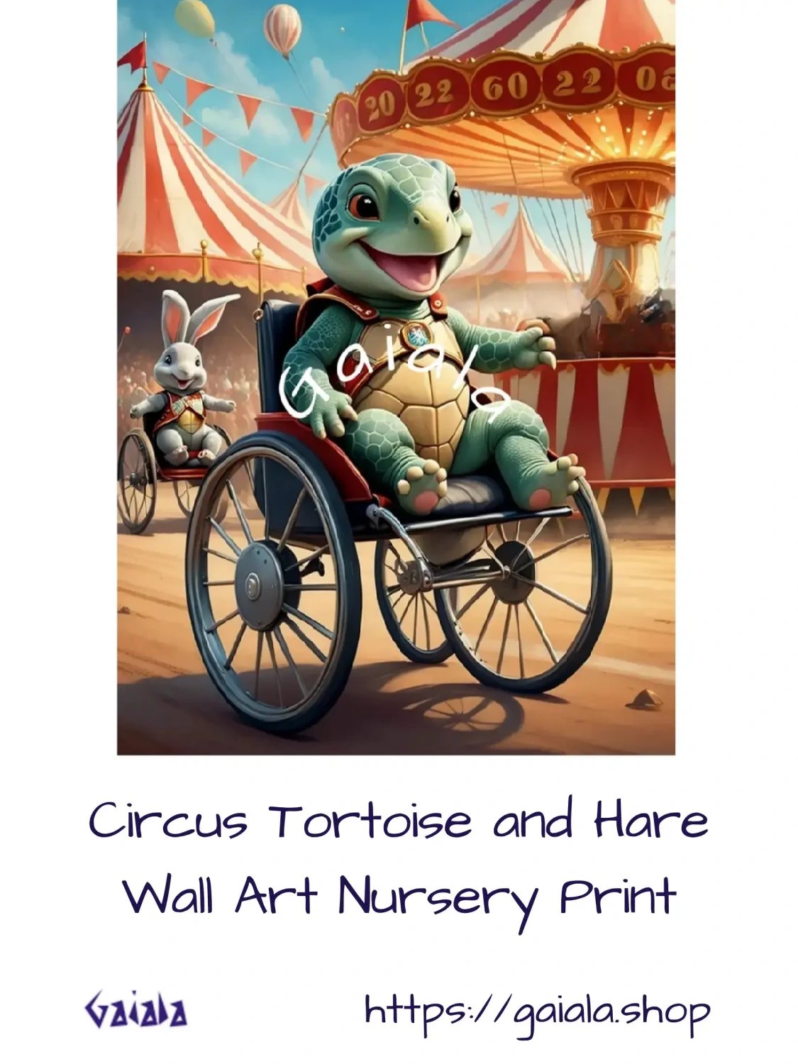Circus Tortoise and Hare Racing in Wheelchair Child Wall Art product image (1)