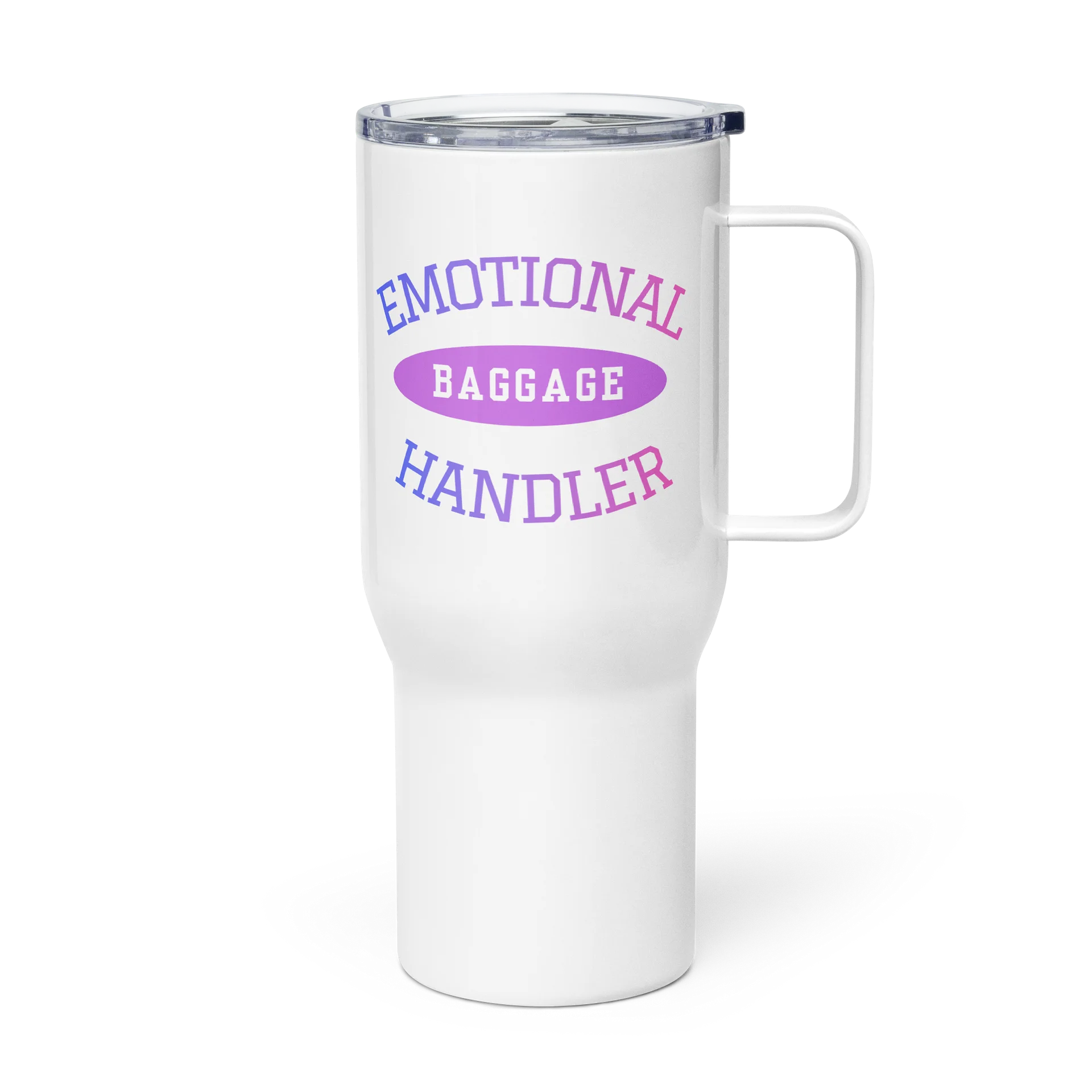 Emotional Baggage Handler Varsity Style 25 oz or 40oz Tumbler-Blue, Lavender, Pink and White product image (1)