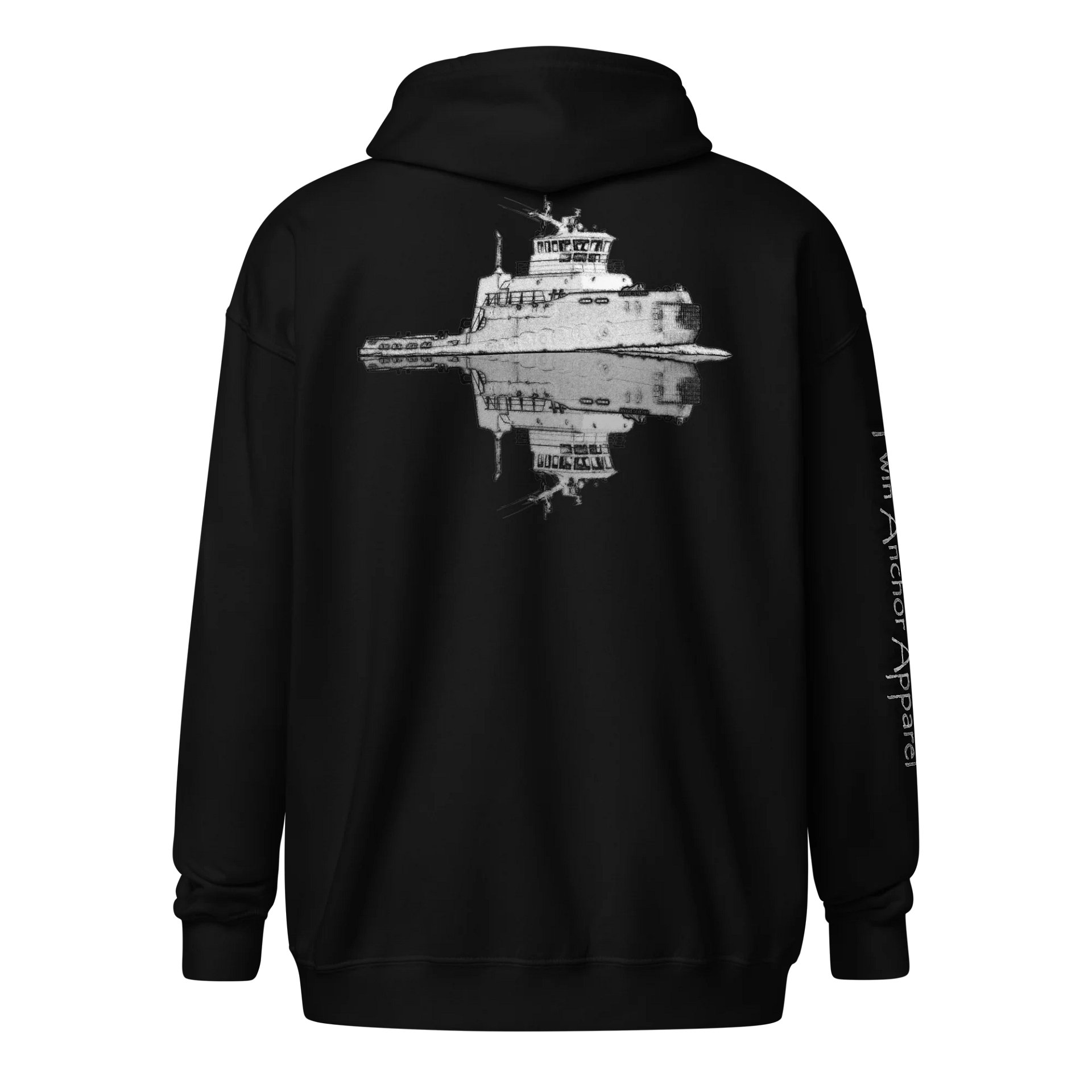 Western Titan Tug & Reflection – Maritime Heritage | Twin Anchor Apparel Fog Harbor Line product image (1)