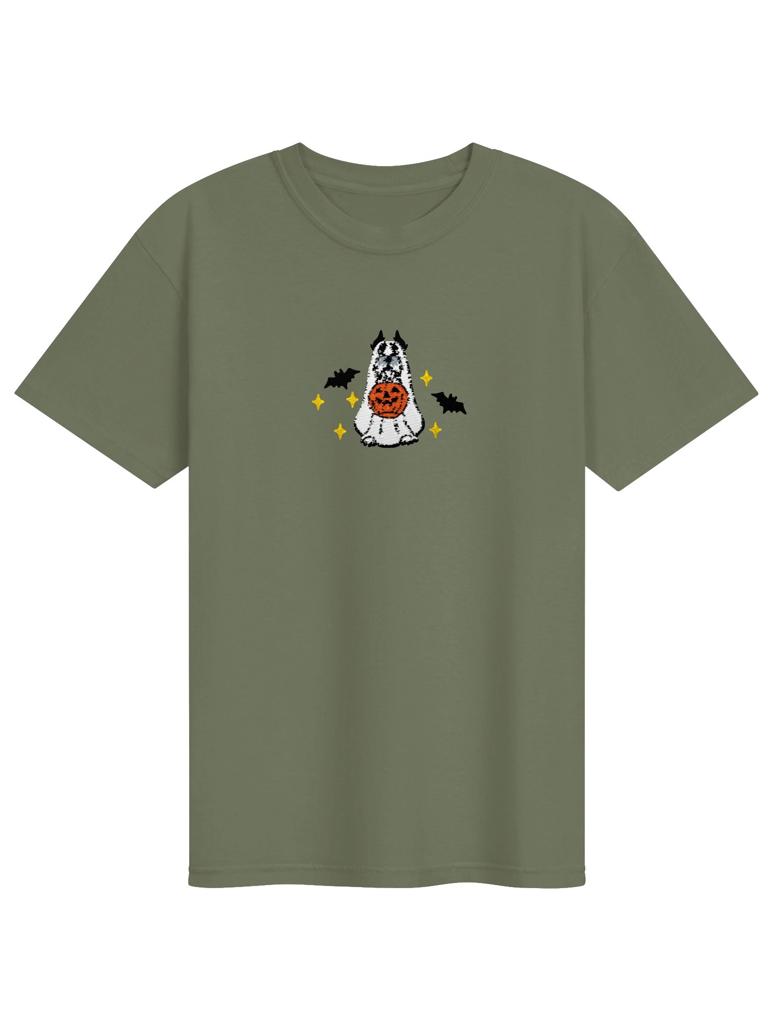 Halloween Miniature Schnauzer(Black & Silver, Cropped Ears) Embroidered T-Shirt product image (9)