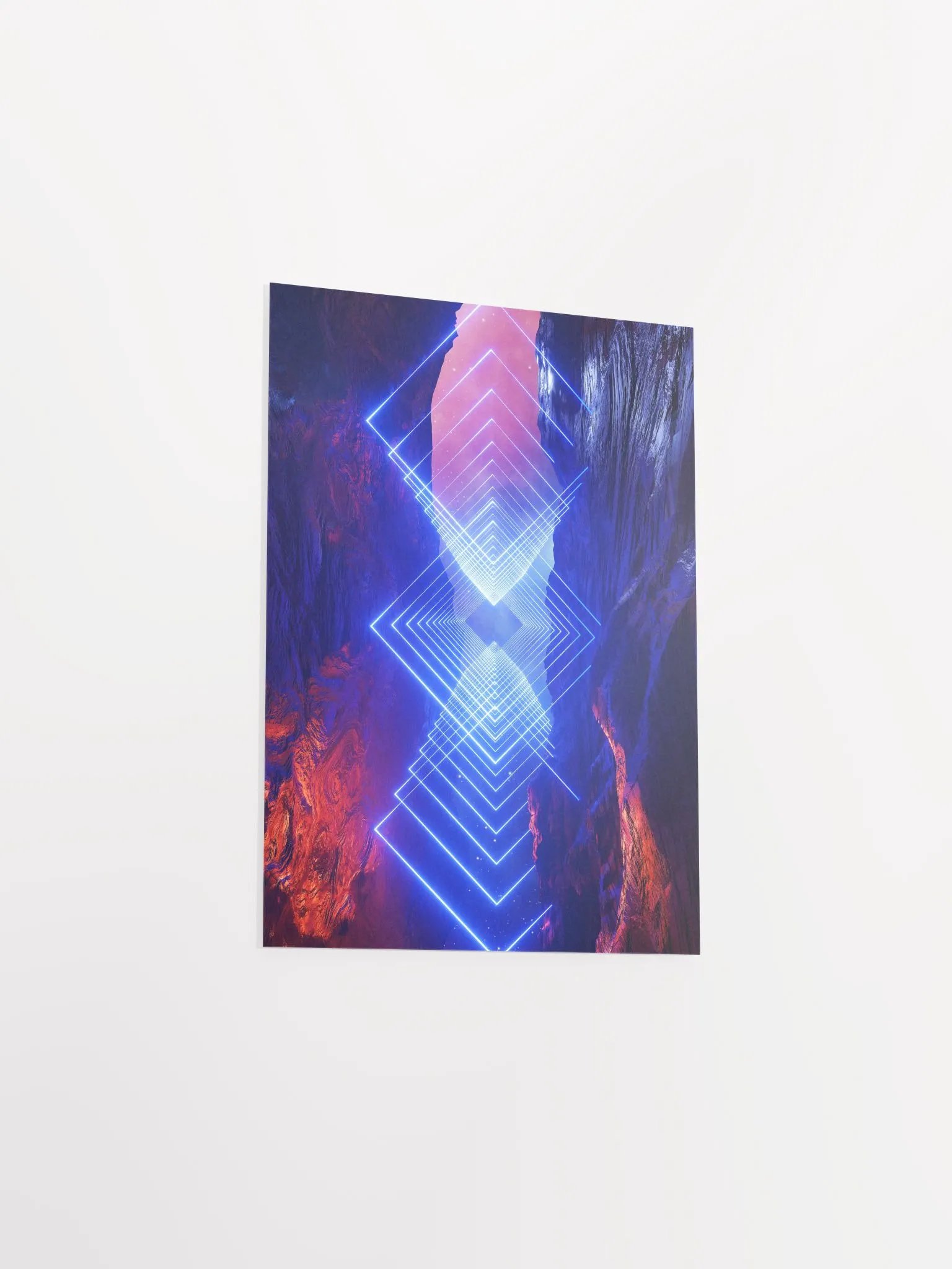 Neon landscape: Squares #1 blue [synthwave/vaporwave/cyberpunk] — Aesthetic retrowave poster product image (8)