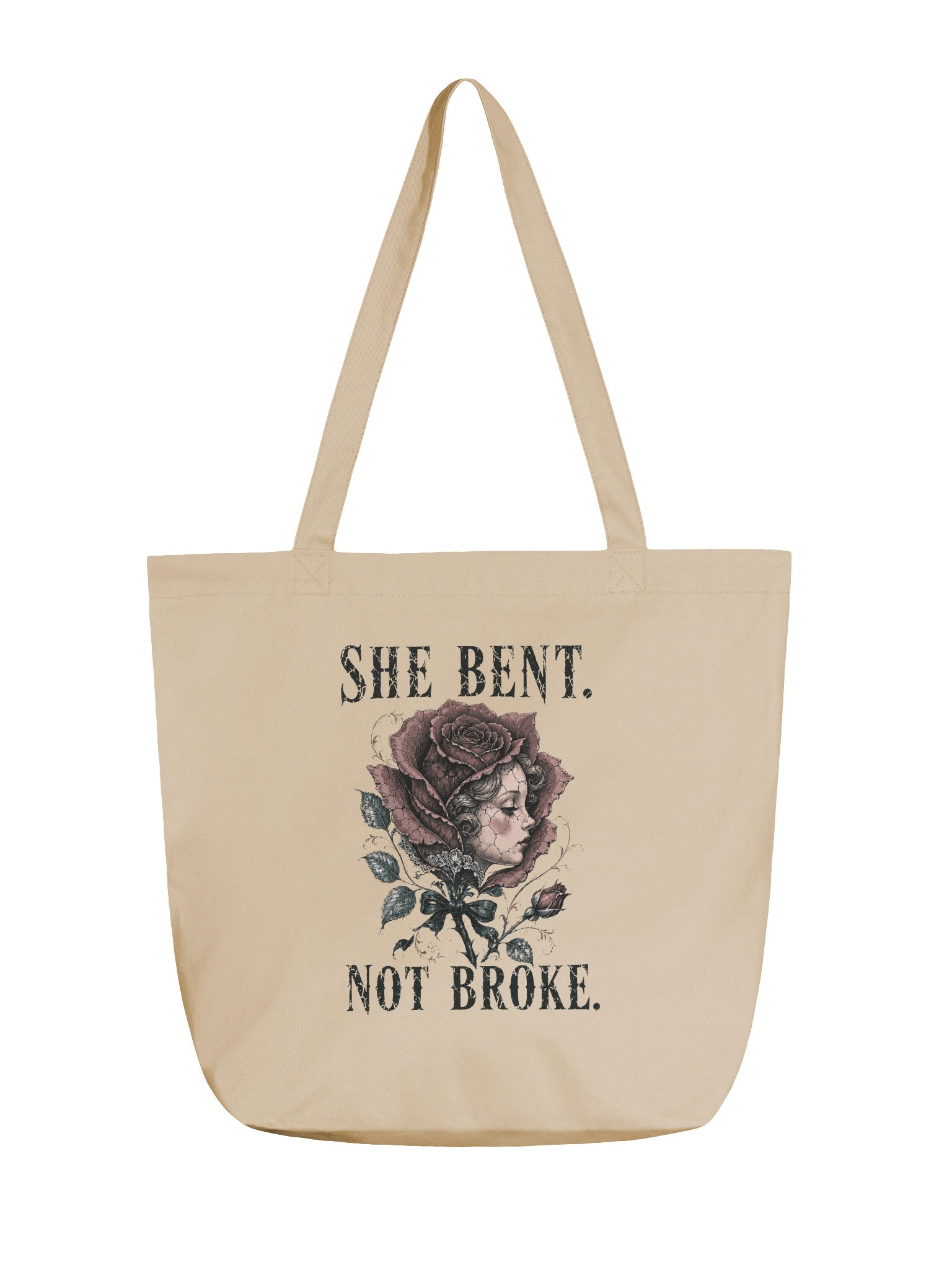 She Bent. Not Broke. Vintage Rose Organic Tote product image (4)