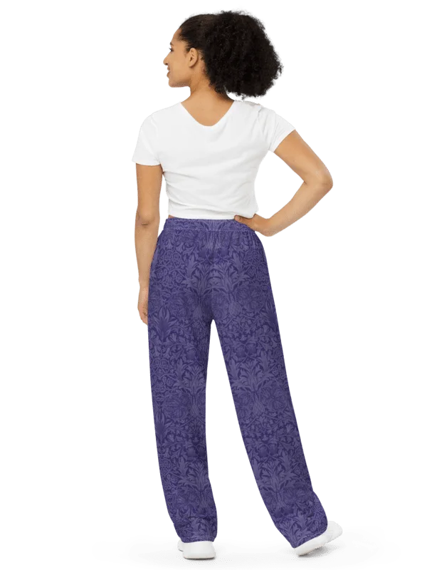 Purple Floral Ornamental Wide-Leg Pants product image (2)