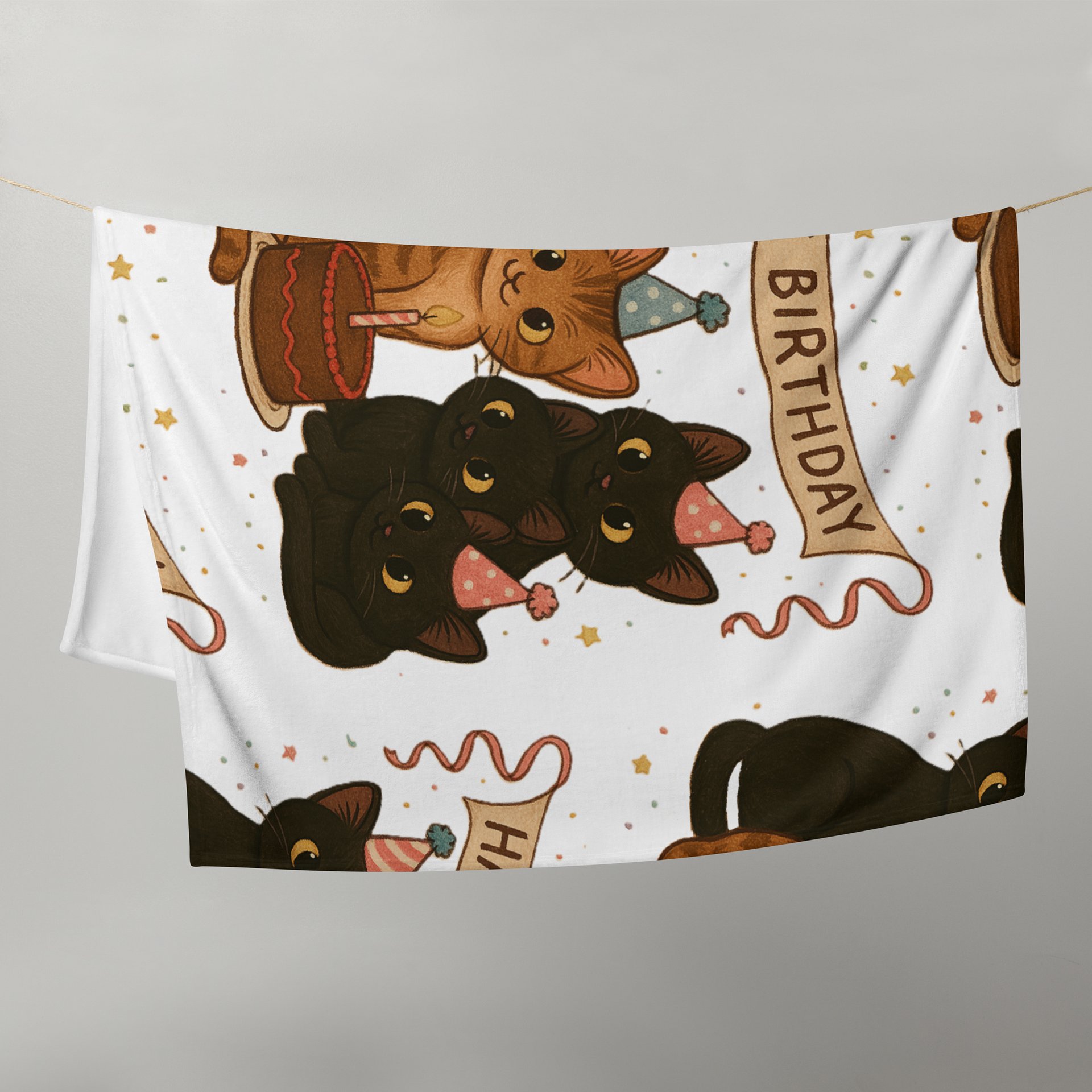 cat birthday Throw Blanket product image (5)