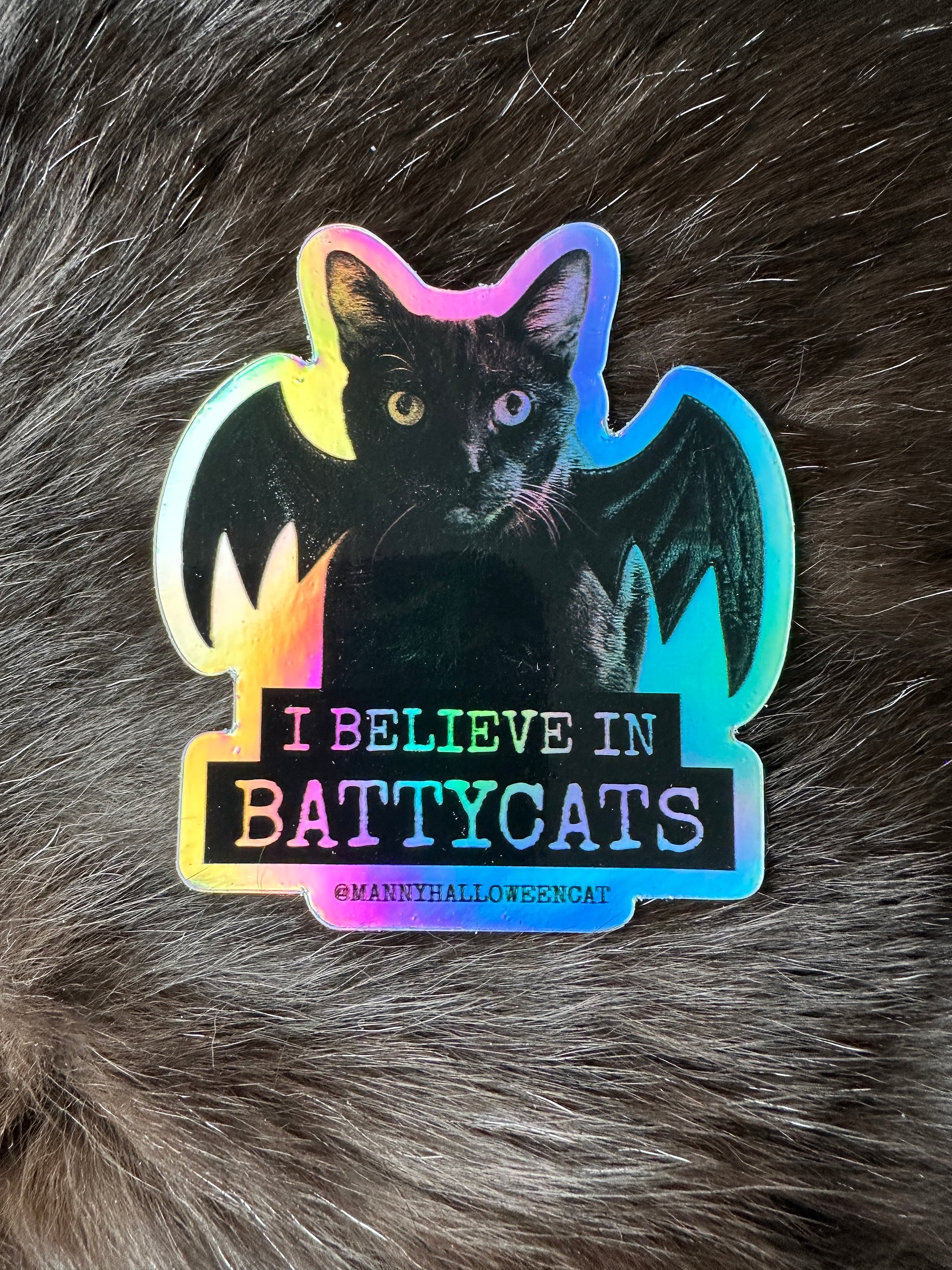 I Believe in Battycats holographic sticker product image (1)