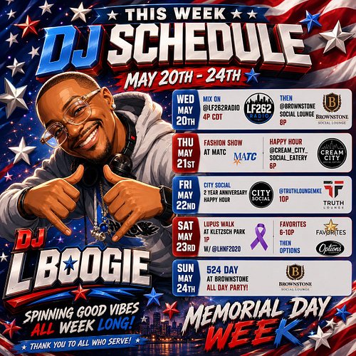 Hey we headed into a holiday weekend get them grills ready and here’s my schedule! Oh @acezloungemke_ was so lit last night t...