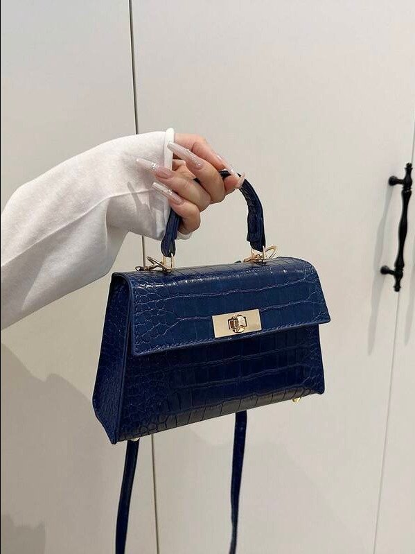 ADLEST Mini Solid Color Flap Handbag - Elegant PU Leather Square Shoulder Bag product image (6)