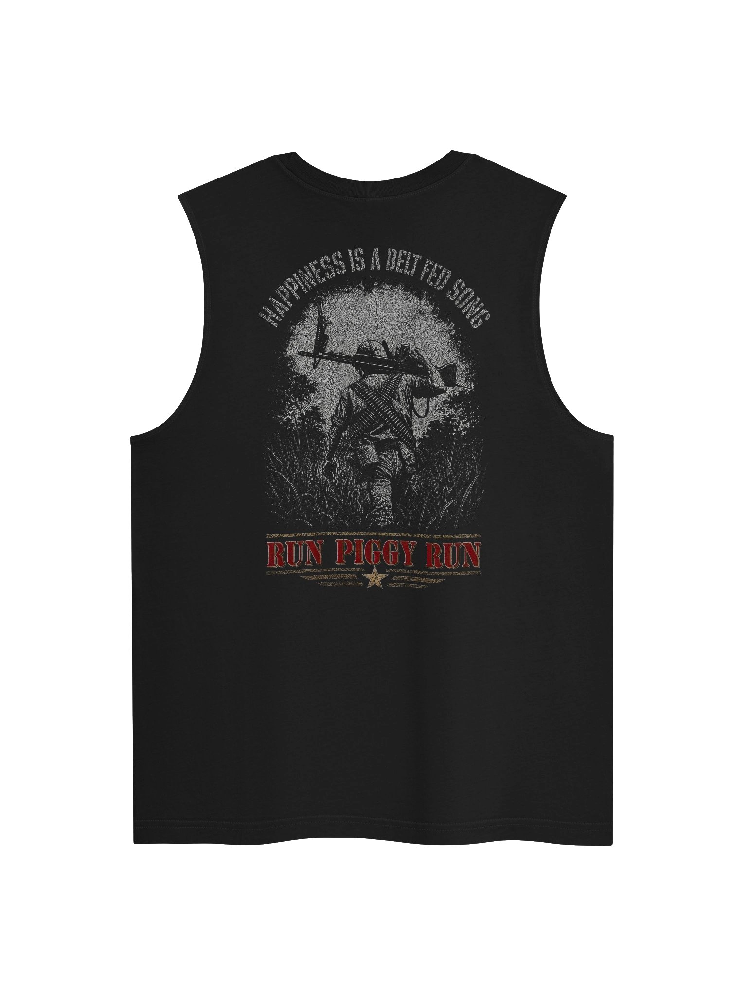 Run Piggy Run "Happiness Is a Belt Fed Song" M60 Gunner Muscle Tank product image (1)