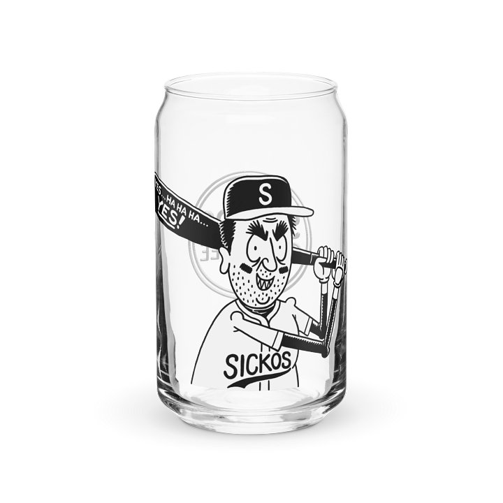 16oz Sickos Baseball Can-Shaped Glass (with Optional Lid/Straw) product image (1)