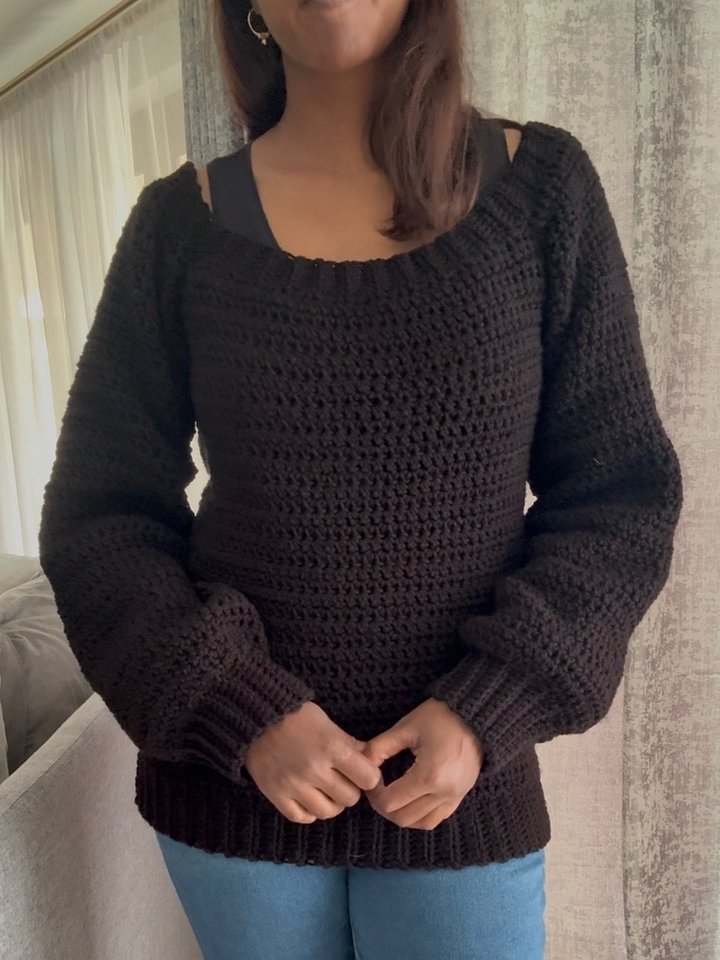 Crochet Raglan Off the Shoulder Sweater Written Pattern product image (2)