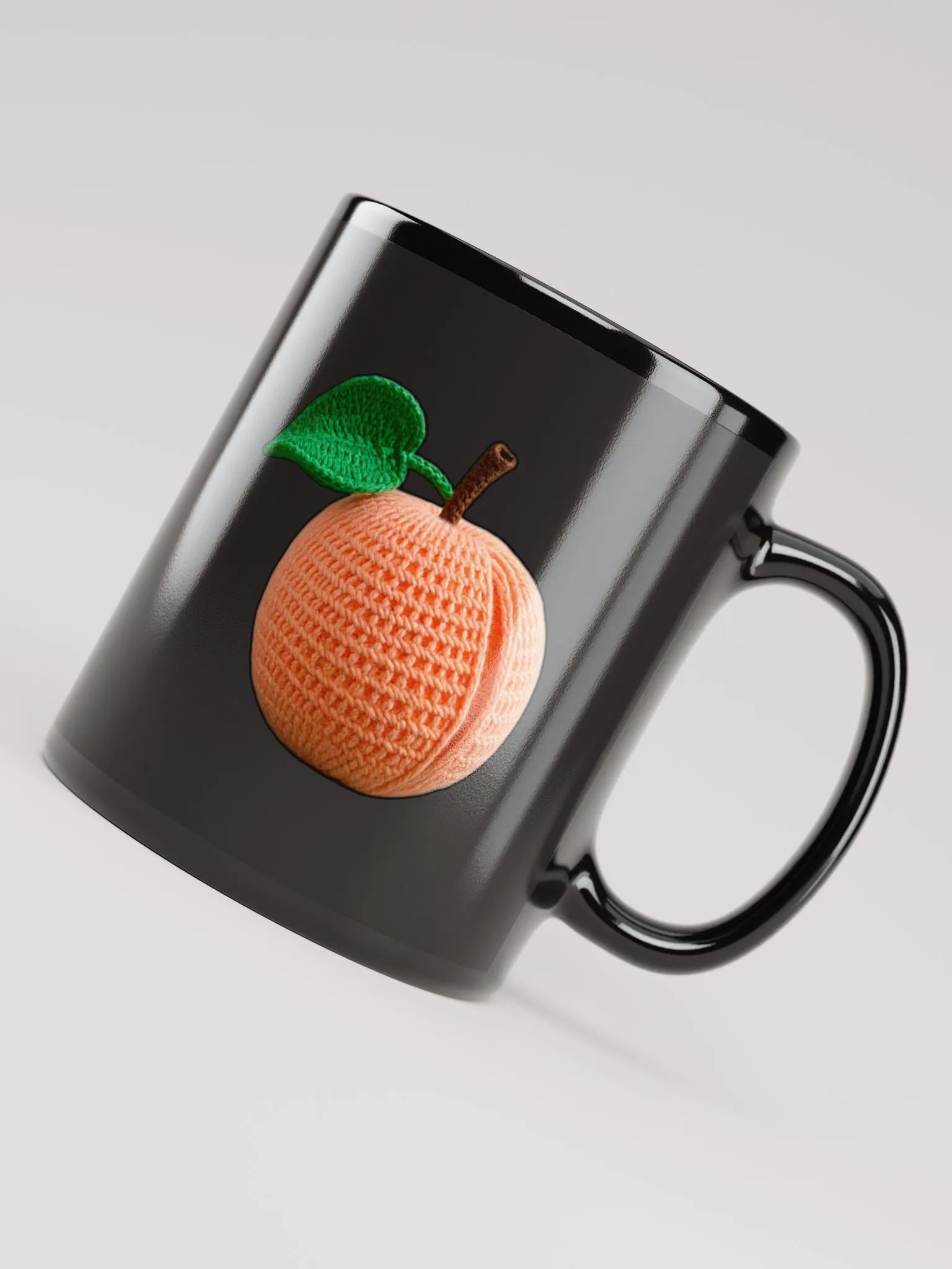 CozyAvocado Black Glossy Mug Crochet Peach #1 product image (4)
